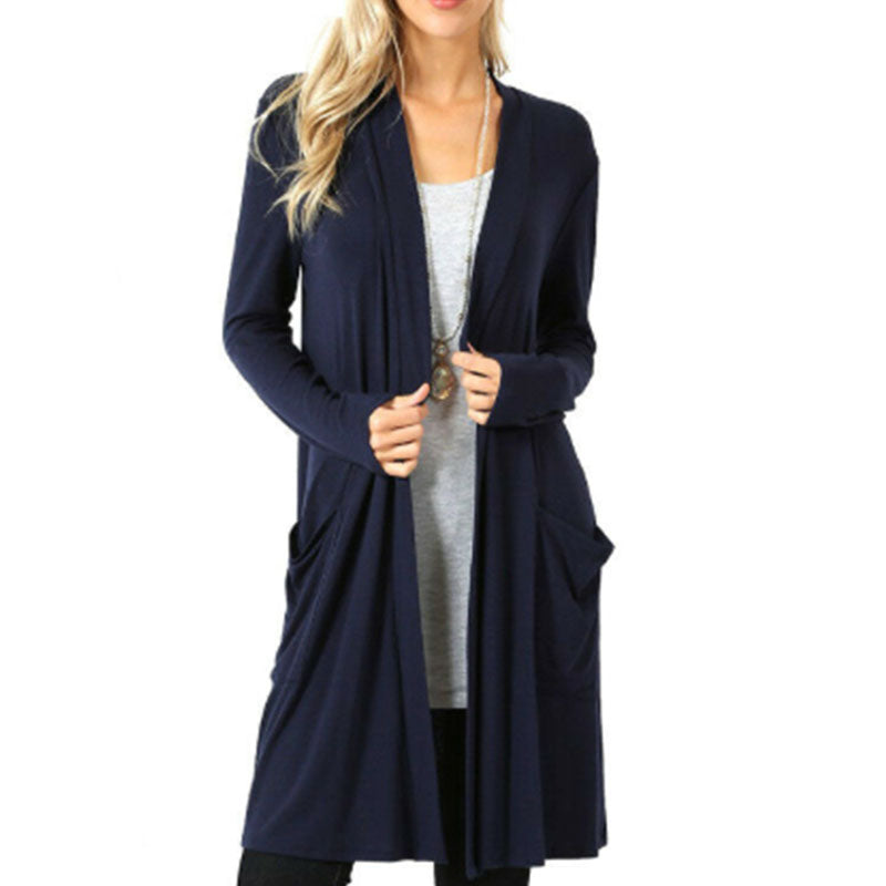 Slim Open Front Long Cardigan