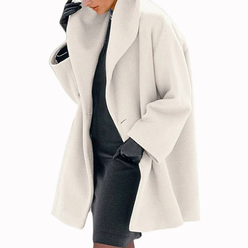 Plain One Button Wool Coat