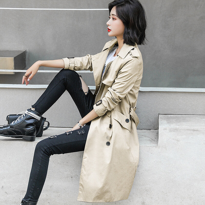 Loose Plain Long Trench Coat