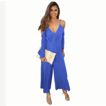 Cold Shoulder Wide Loose Jumpsuits