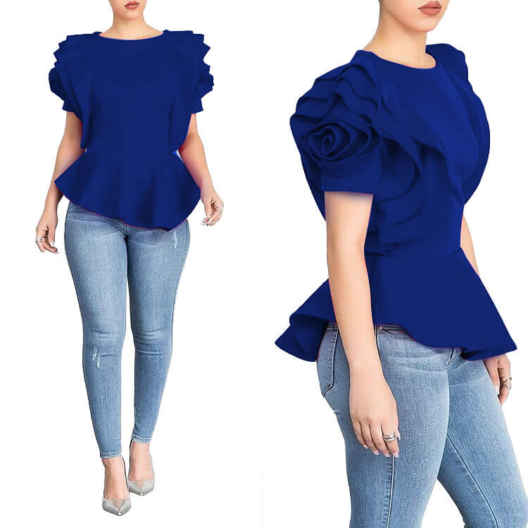 Ruffle Irregular Candy Color T-shirt