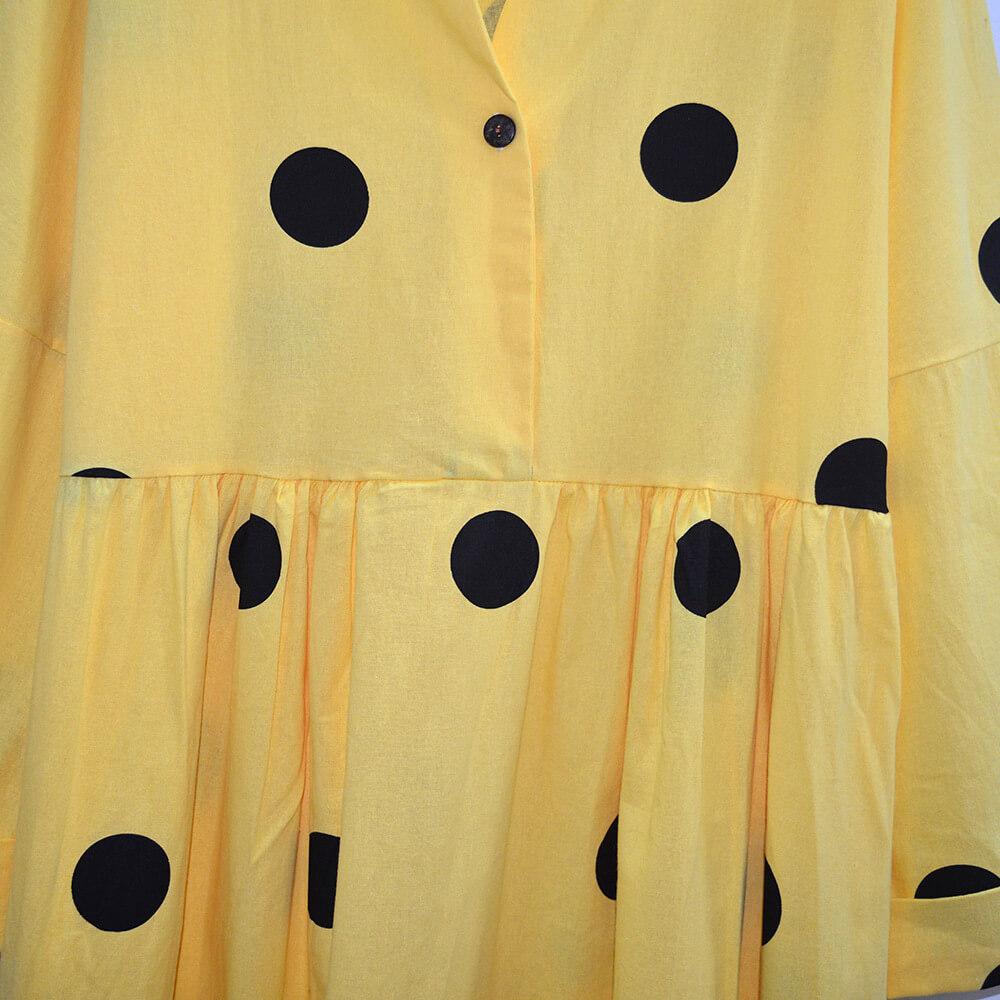 Retro Polka Dots Empire Waist Long Dress