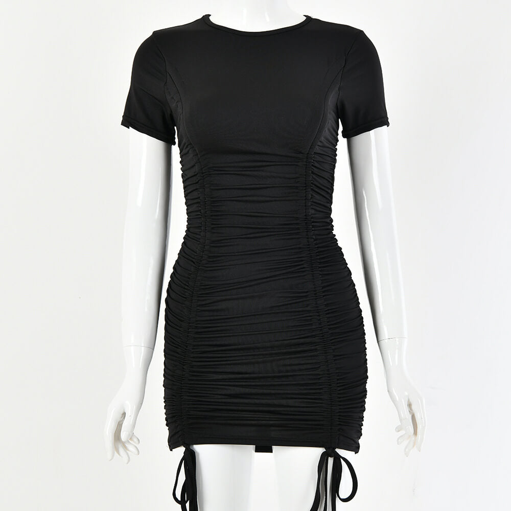 Drawing Ruched Bodycon Short Dress