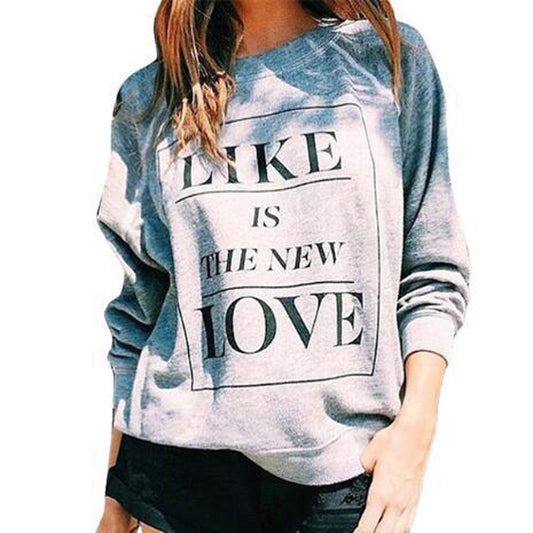 Letter Print Round Collar Long Sleeves Sweatshirt