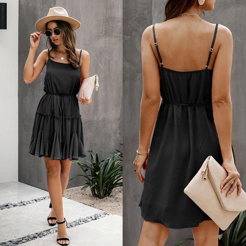 Soild Empire Waist Short Summer Dress