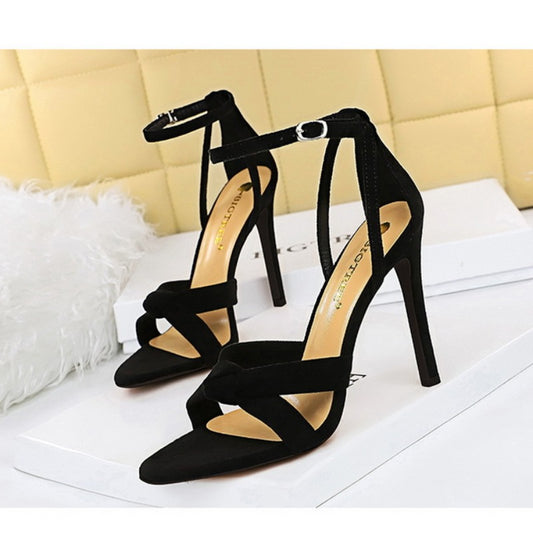 Summer Slimming High Heel Suede Open Toe Sandals