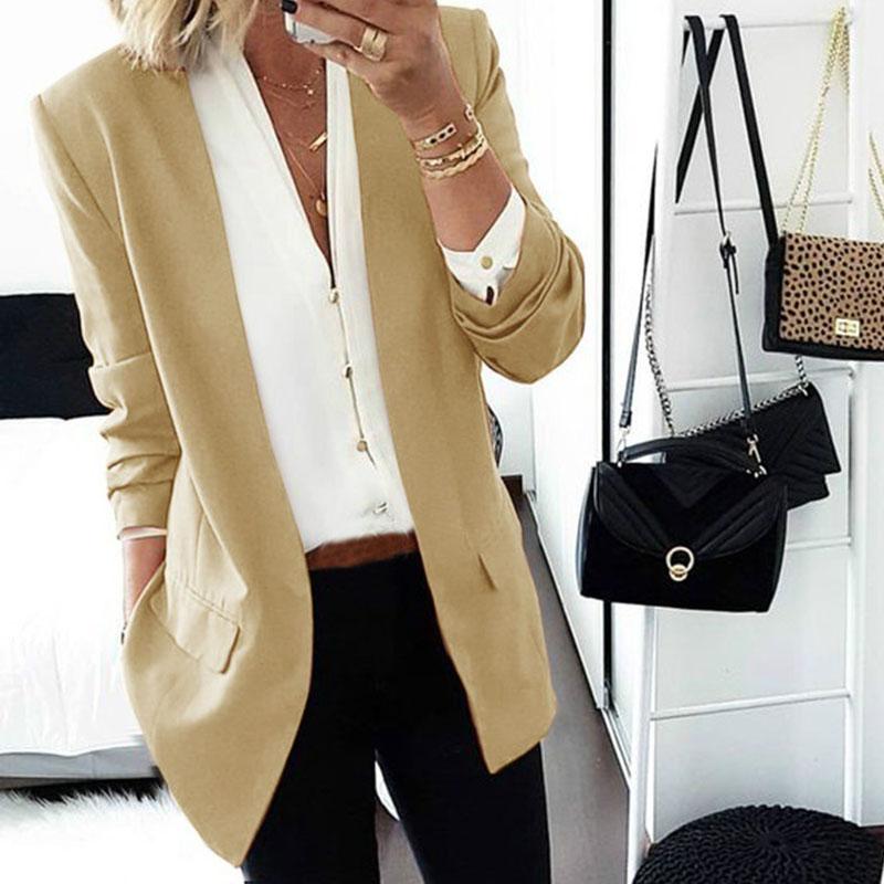 Plus Size Open Front Slim Blazer