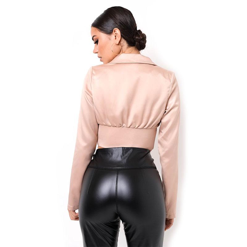 Slim Fastener Satin Cropped Blazer