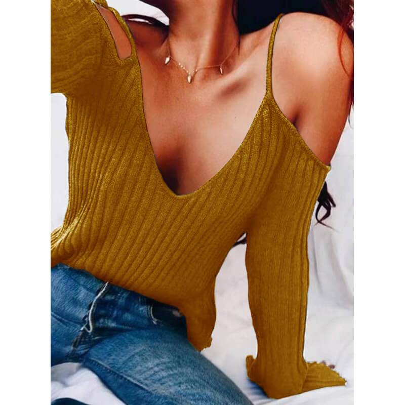 Spaghetti Straps Loose Long Sleeves T-shirt