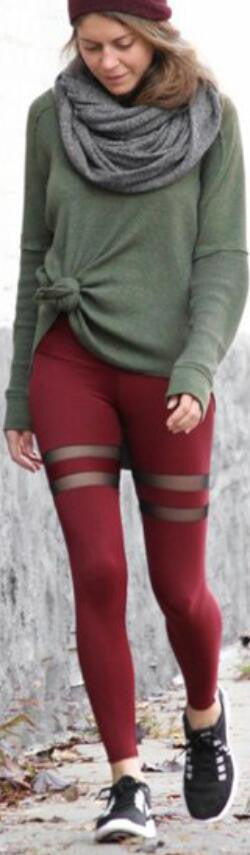 Mesh Patchwork Pure Color Long Slim Leggings