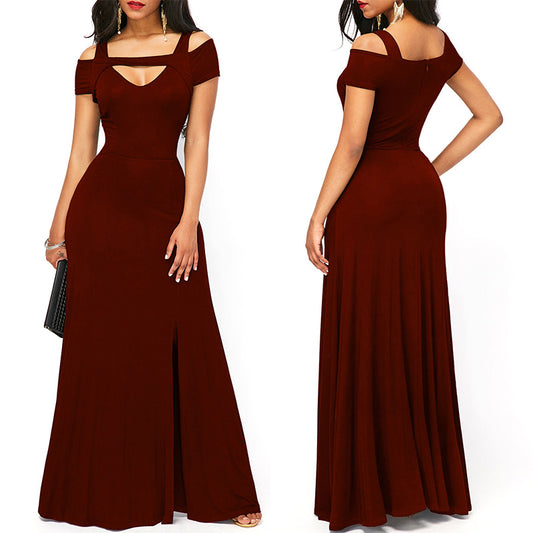 Slit Cutout V Neck Plus Size Maxi Dress