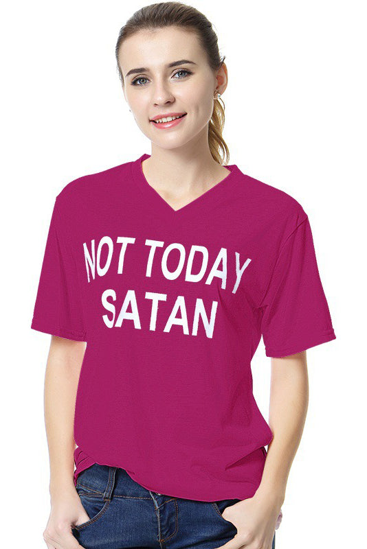 Letter Print V-neck Short Sleeves T-shirt