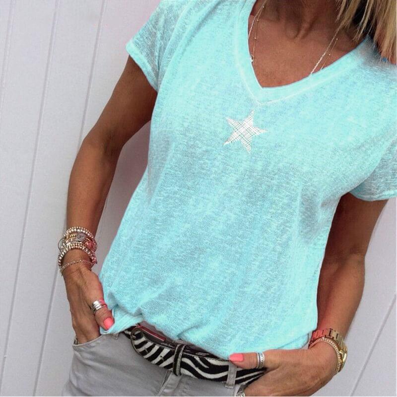 Star V-neck T-shirt