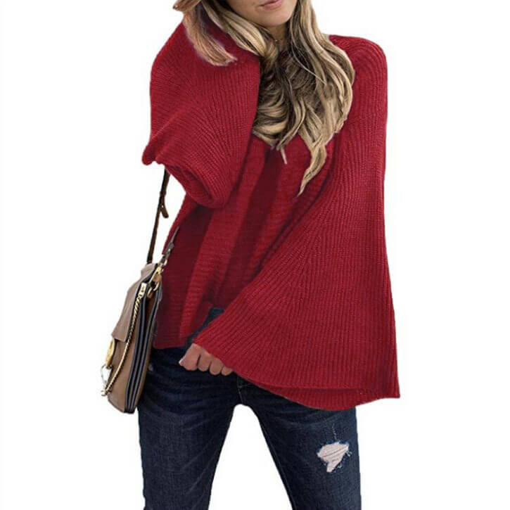 Long Dolman Flared Sleeve Women Sweater