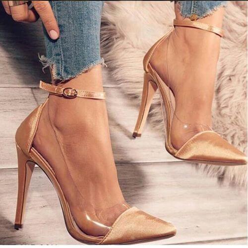 Point Toe Ankle Close Toe Straps Buckle Pumps