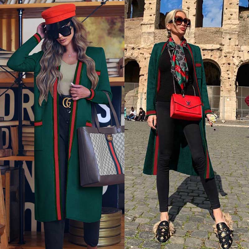 Open Front Line Colorblock Coat