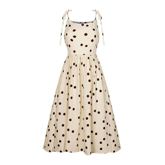 Polka Dots Sling A Line Midi Dress