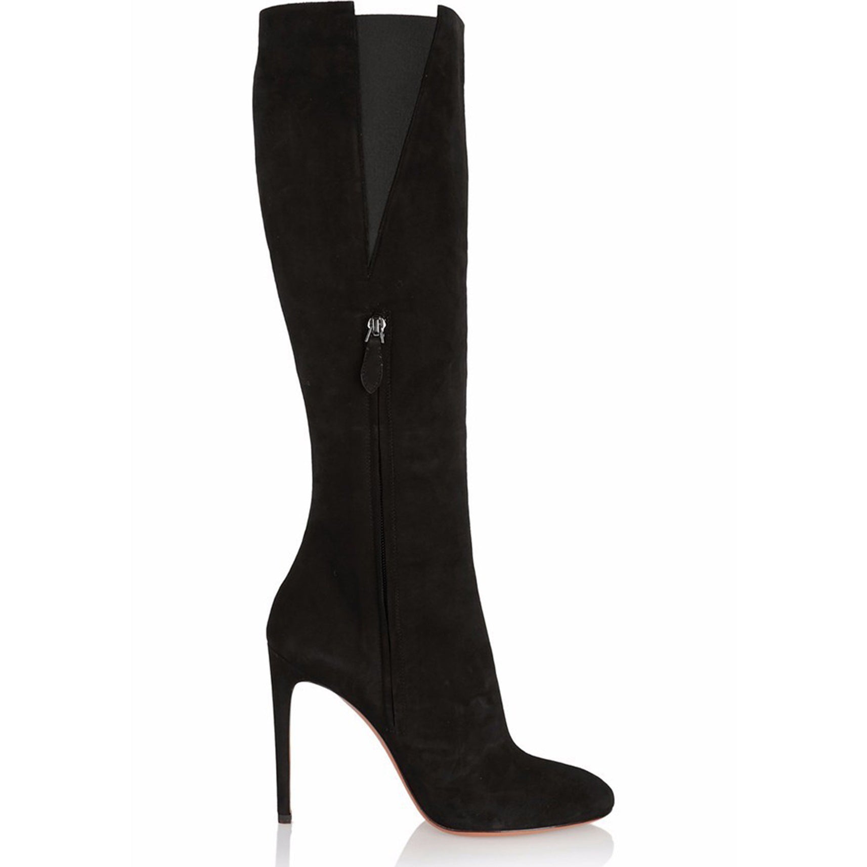 Patchwork Round Toe Stiletto High Heel Knee Length Long Boots