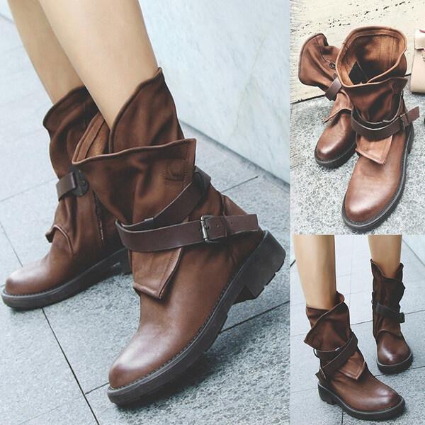 Low Heel Mid Wide Calf Boots