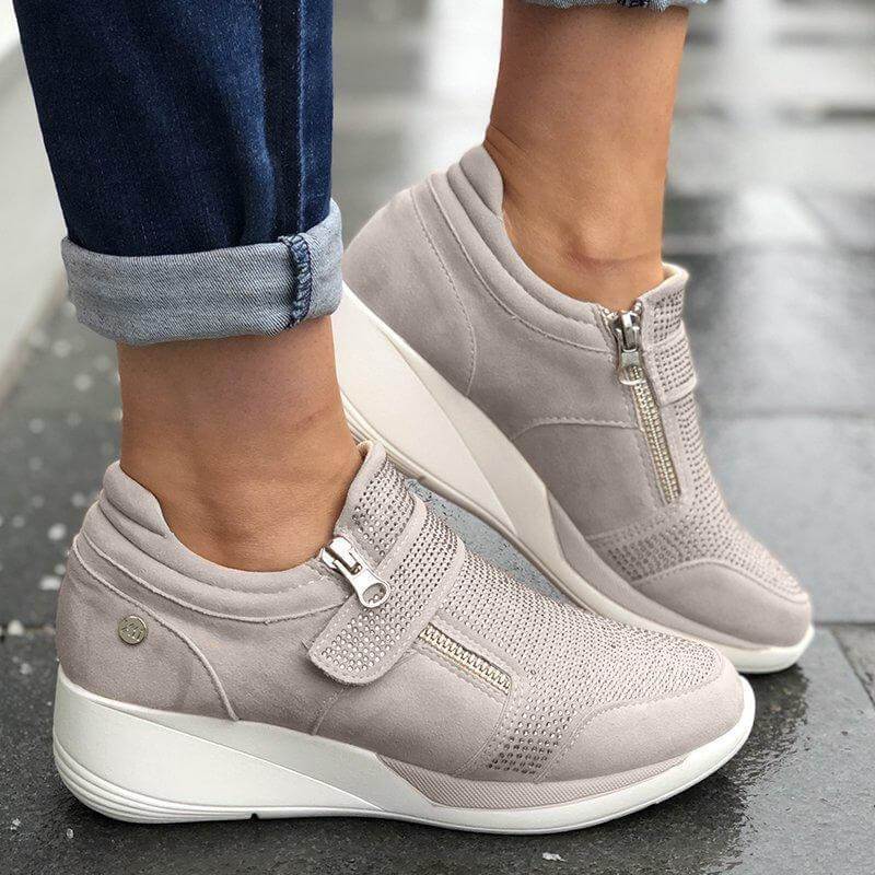 Chunky Suede Velcro Zipper Sneakers