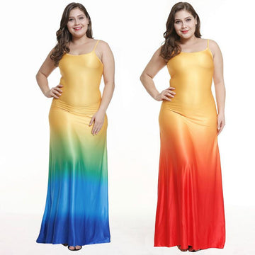 Gradient Color Sling Long Dress