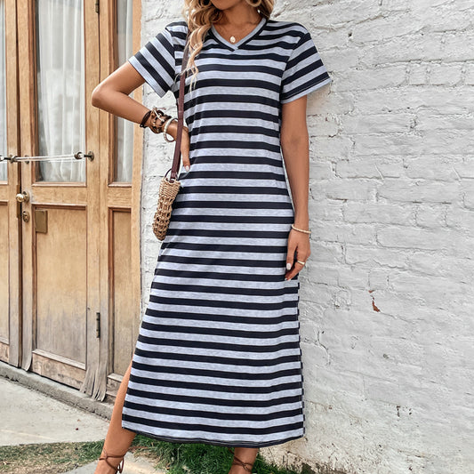 Relaxed and Comfortable Striped Women's Casual Dress