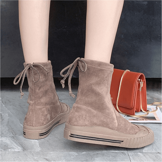 Flat Suede Sock Calf Boots