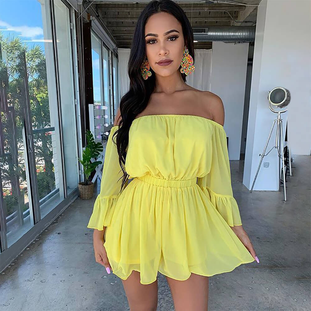 Off Shoulder Strapless High Waist Beach Rompers