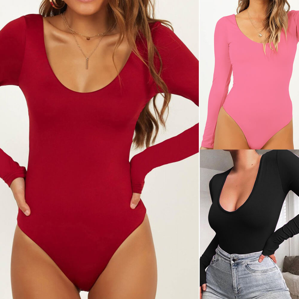 Long Sleeves Round Neck Corset Bodysuit