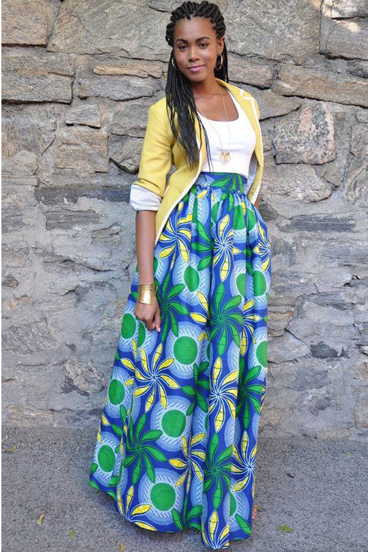 Retro Print Big Swing Loose Long Skirt