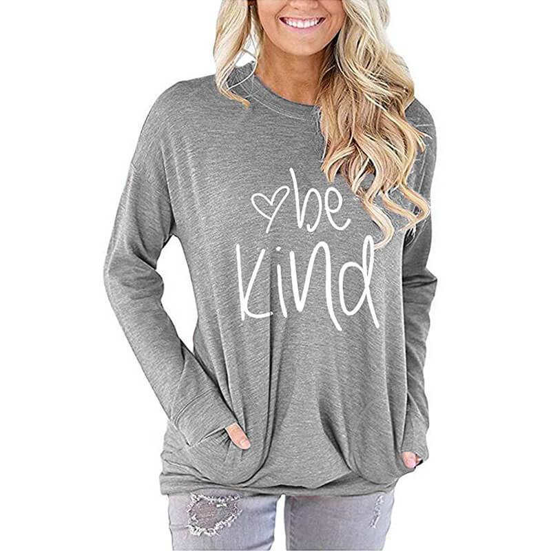 Letter Print Long Sleeves Loose T-shirt