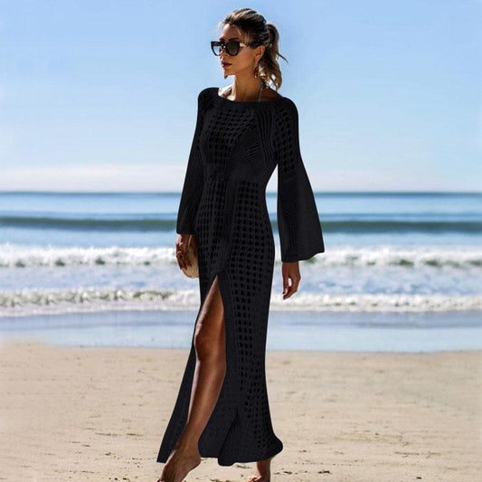 Hollow Out Cover Up Slits Beach Dress