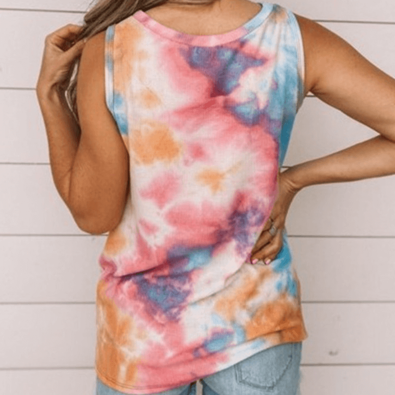 Casual Tie Dye Sleeveless Loose Tank Top T-shirts