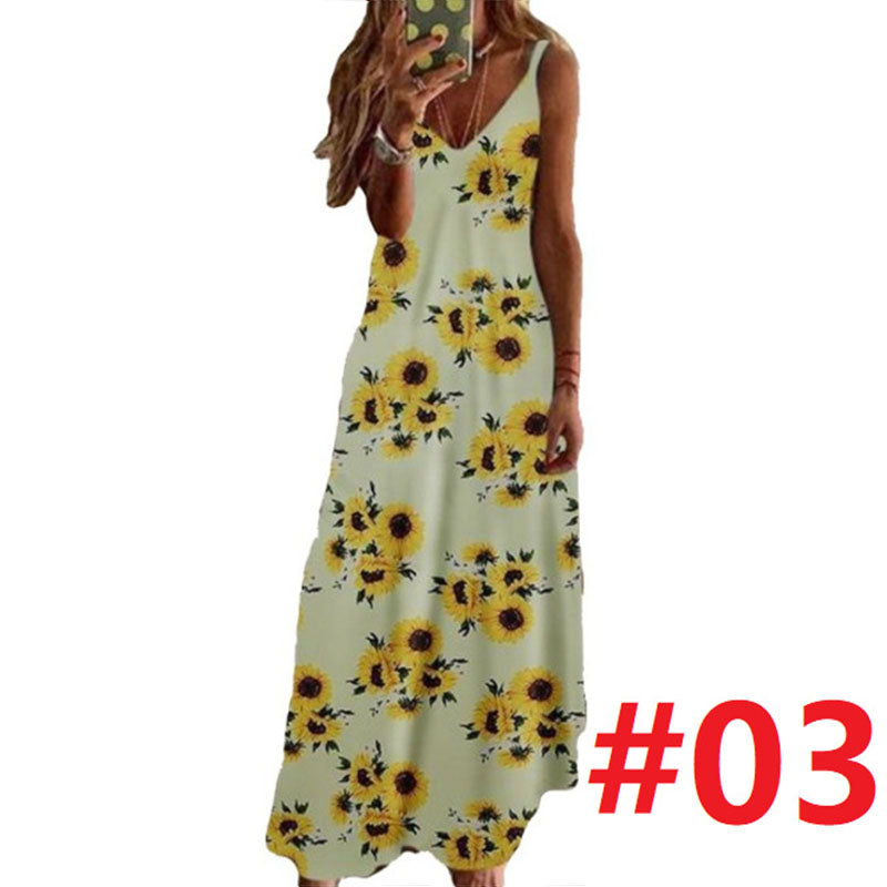 Floral Printed Ankle Length Beach Dress