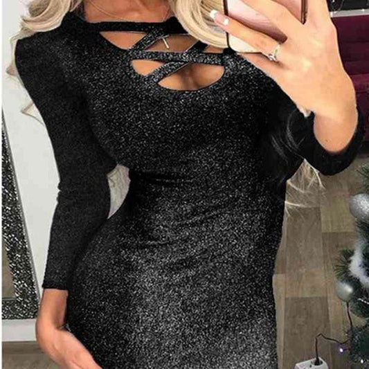 Sequin Fleabag Long Sleeve Bodycon Dress