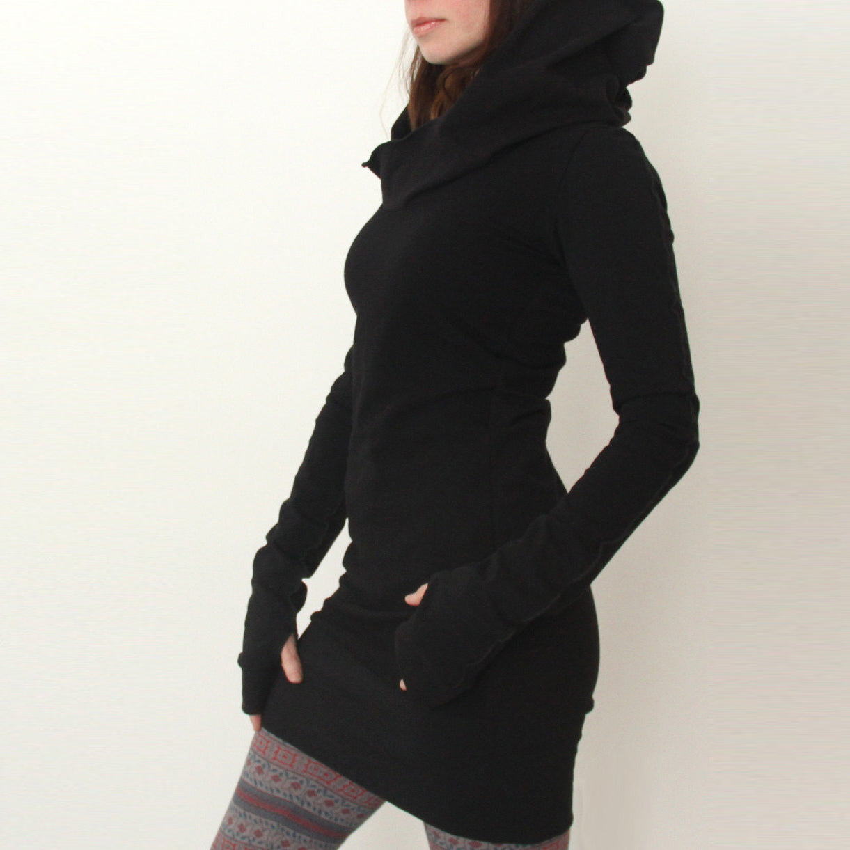 Long Sleeve Solid Color Long Slim Hoodie