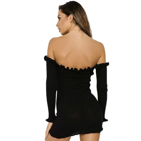 Off Shoulder Ribbed Bodycon Dress