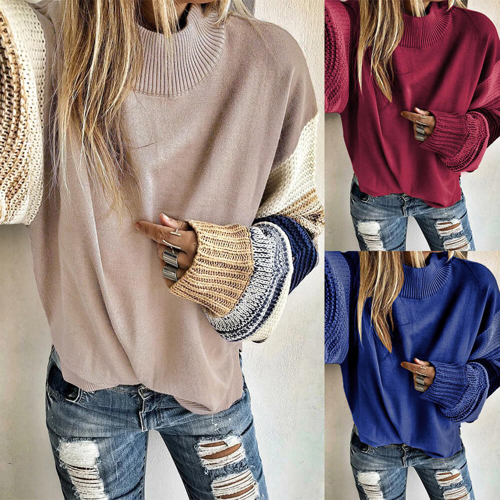 Crewneck Colorblcok Knit Sweater