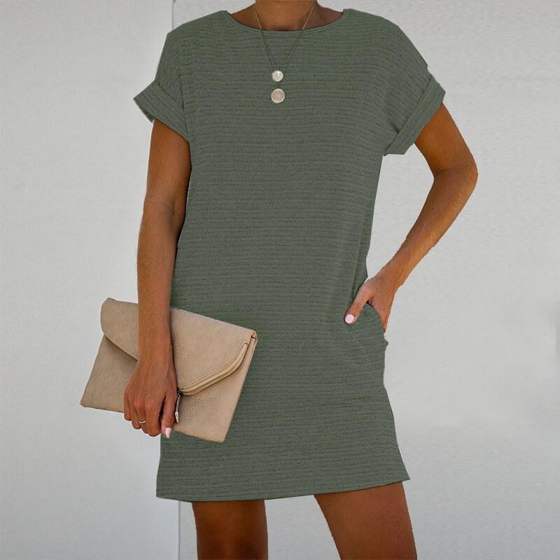 Simple Loose Cotton Short Dress