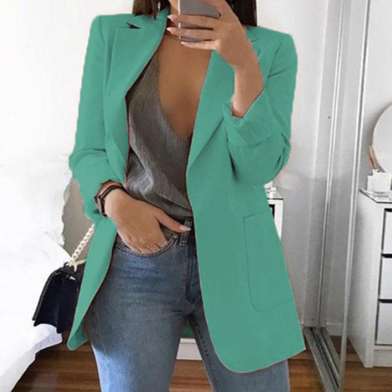 OL Solid With Pockets Midi Blazer