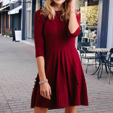 Cable Knitted Sweater A Line Dress