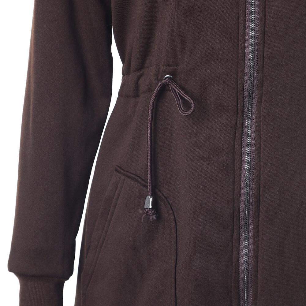 Hoodie Drawstring Longline Coat