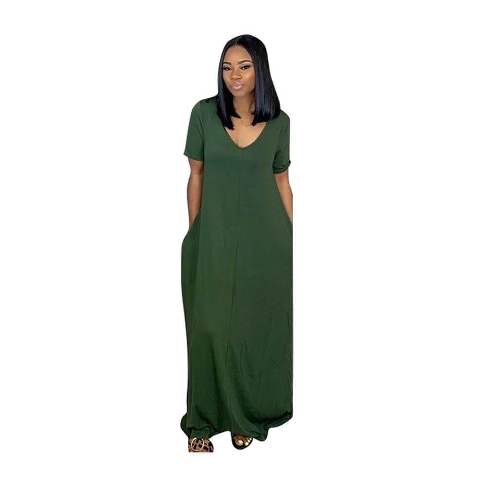 Soild Loose Plus Size Ankle Length Dress