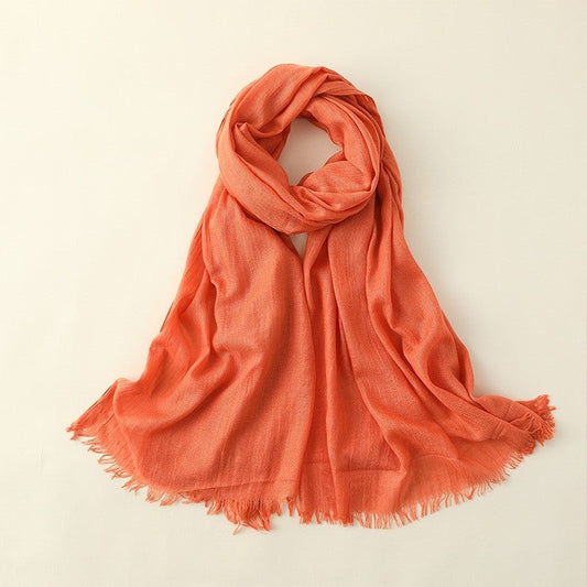 Beach Long Solid Color Cotton And Linen Scarf