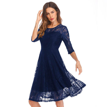 Retro Lace A Line Short Dress