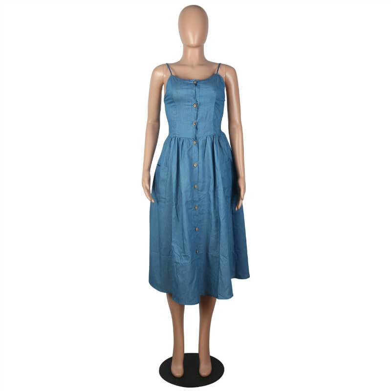 Denim Empire Waist Sling Dress