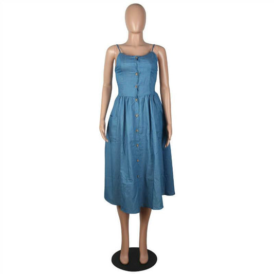 Denim Empire Waist Sling Dress