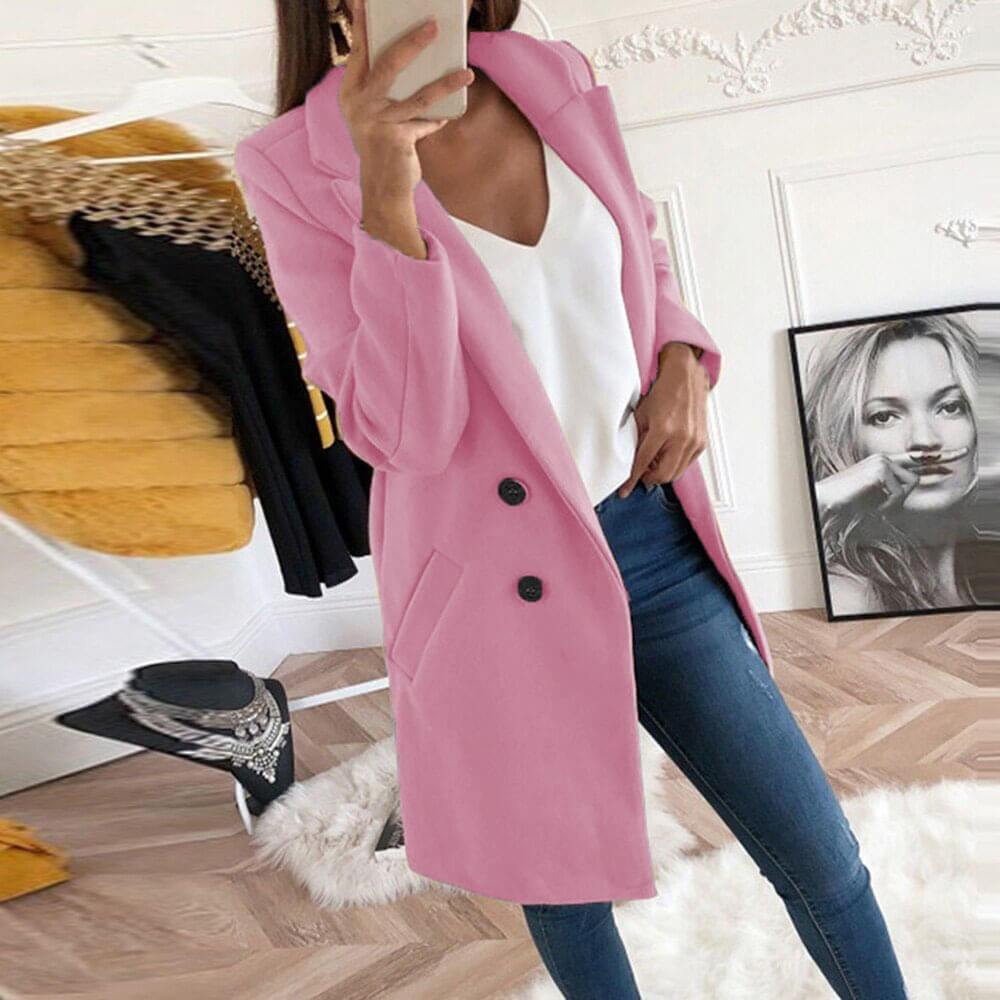 Simple Slim Plain Wool Coat