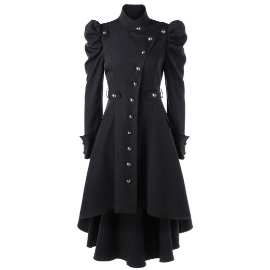 British Style Stand Collar Women Oversized Irregular Coat