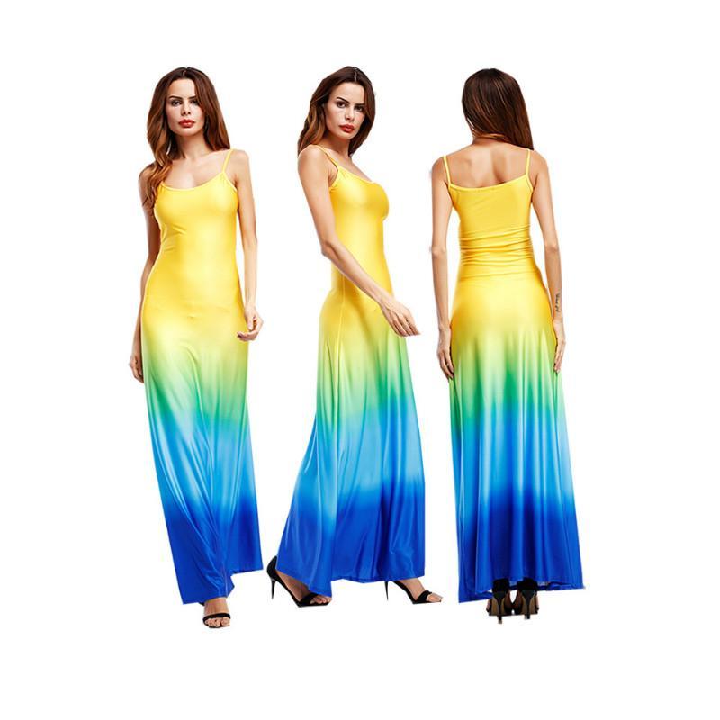 Gradient Color Sling Long Dress